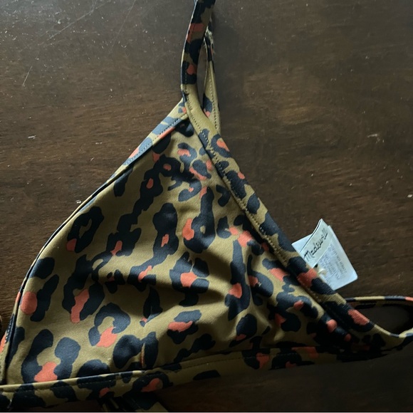 Madewell Second Wave Bralette Bikini Top Leopard Strappy XS - Picture 6 of 9